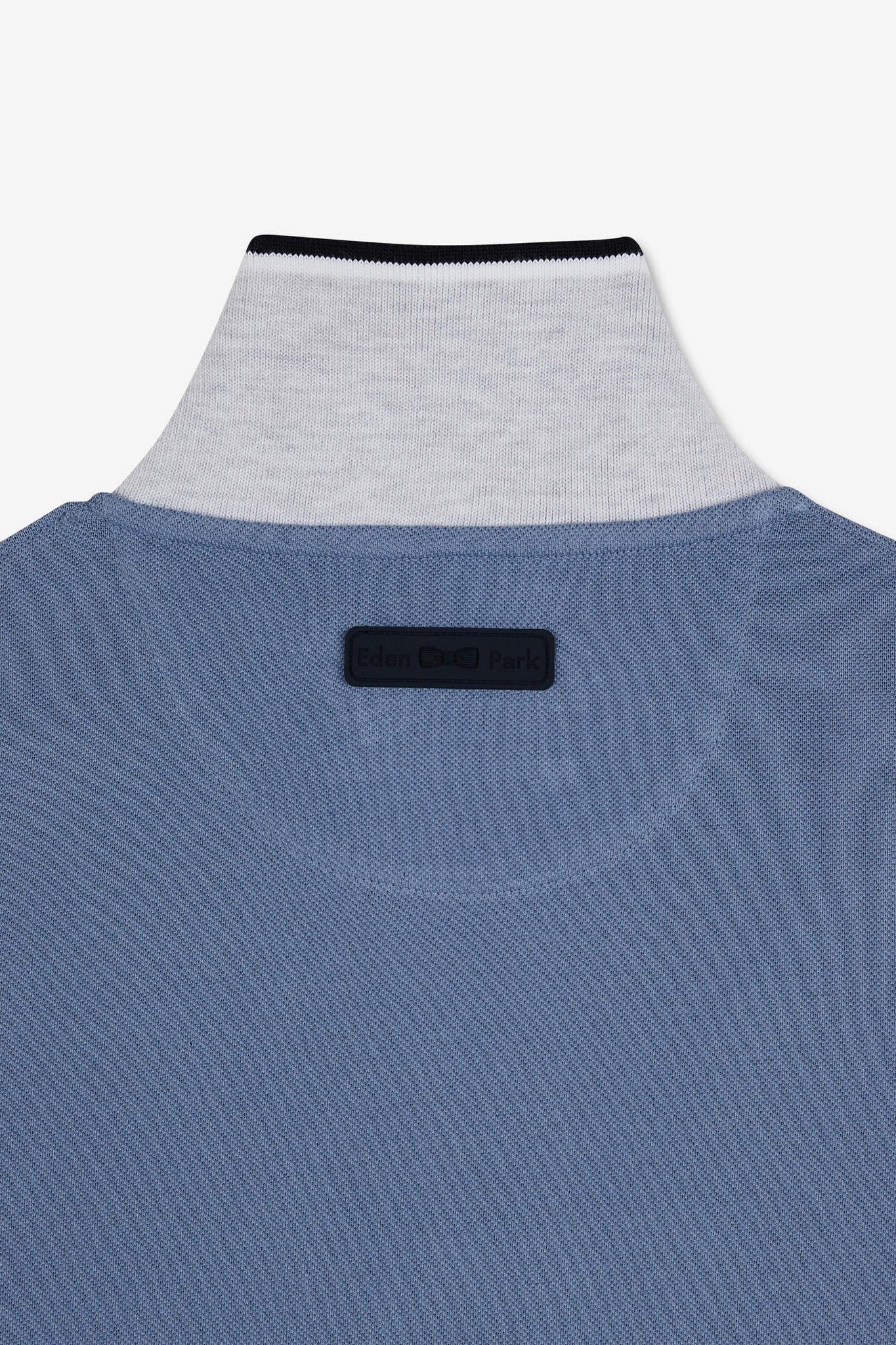 Plain light blue short-sleeved polo shirt