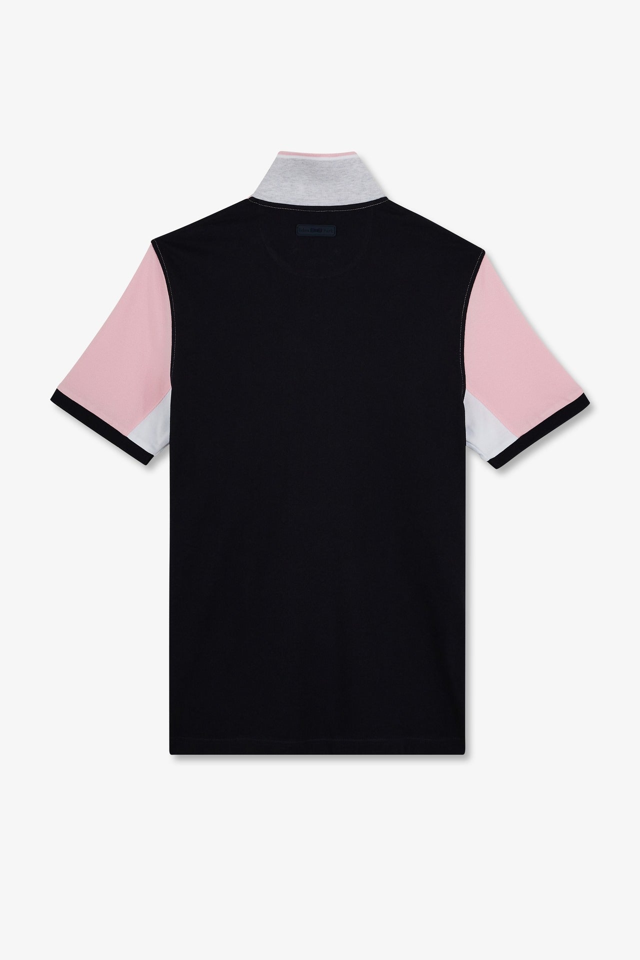 Pink short-sleeved colour-block polo shirt