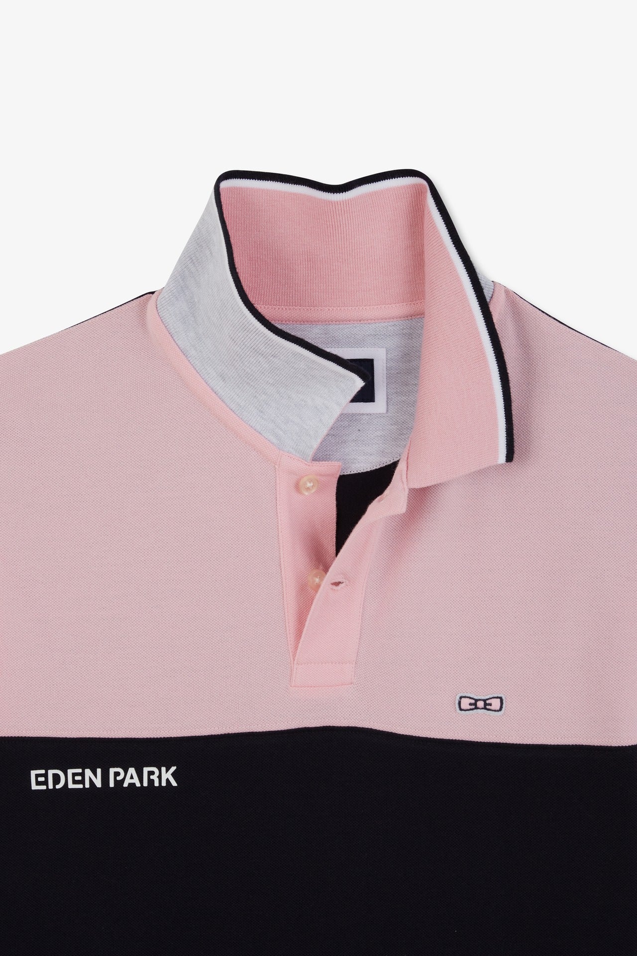 Pink short-sleeved colour-block polo shirt