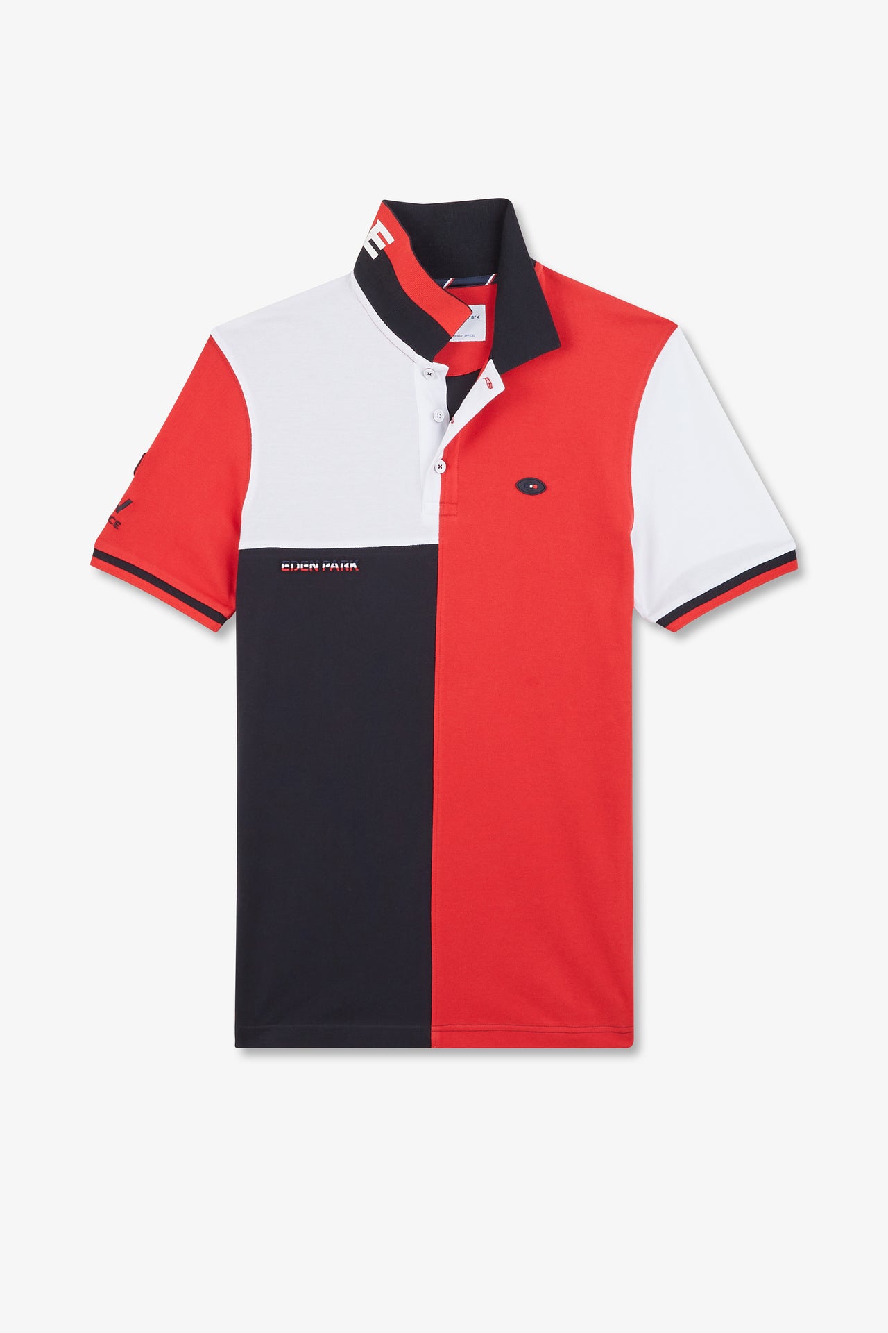 Short-sleeved colour-block XV de France polo shirt