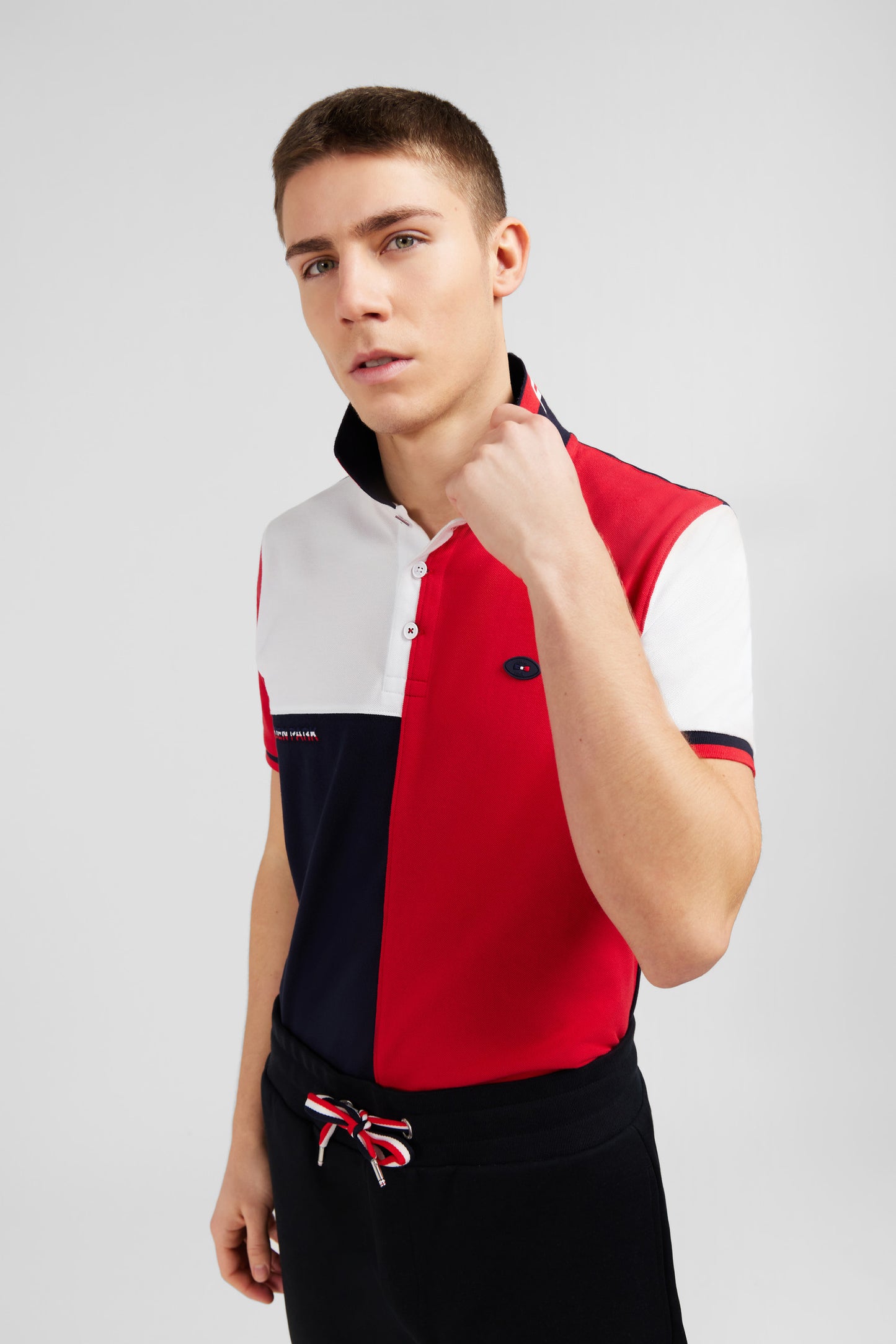 Short-sleeved colour-block XV de France polo shirt