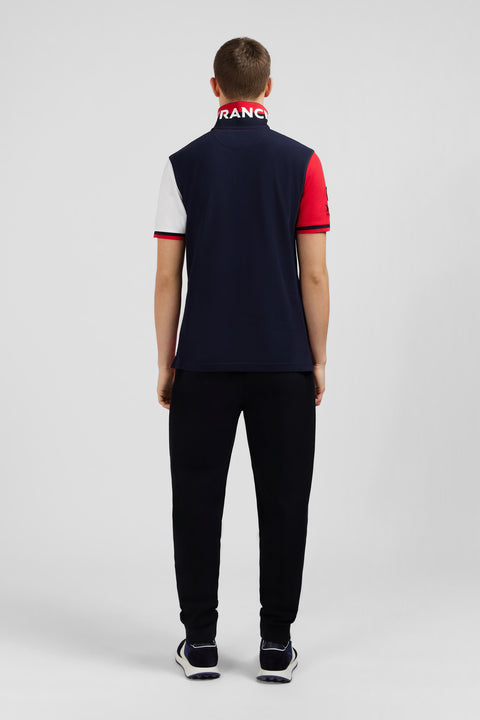 Short-sleeved colour-block XV de France polo shirt - Image 3
