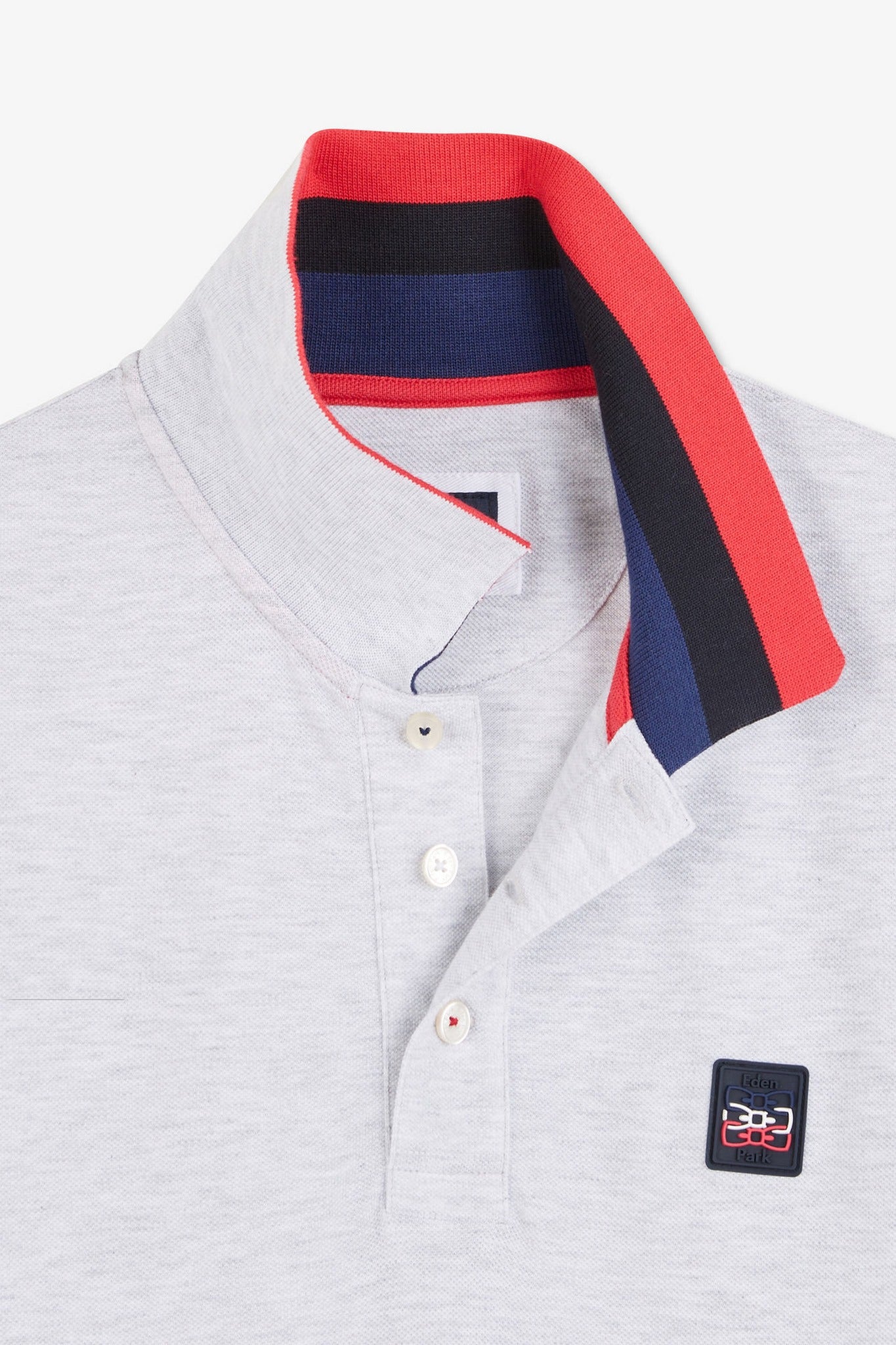 Grey polo shirt with tricolour details