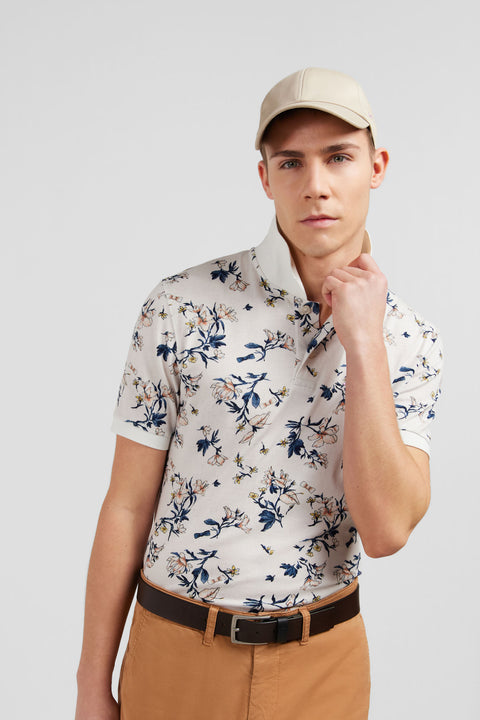 White polo shirt with an exclusive floral print - Image 3