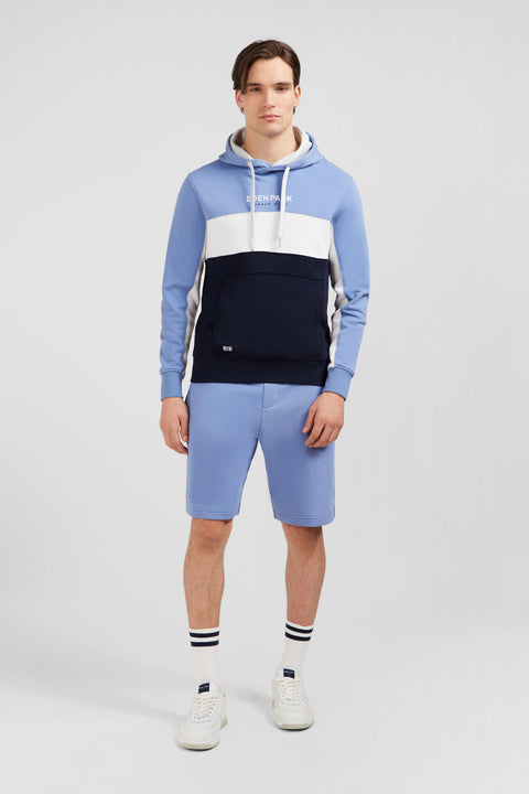 Blue colour-block hooded sweatshirt - Image 1
