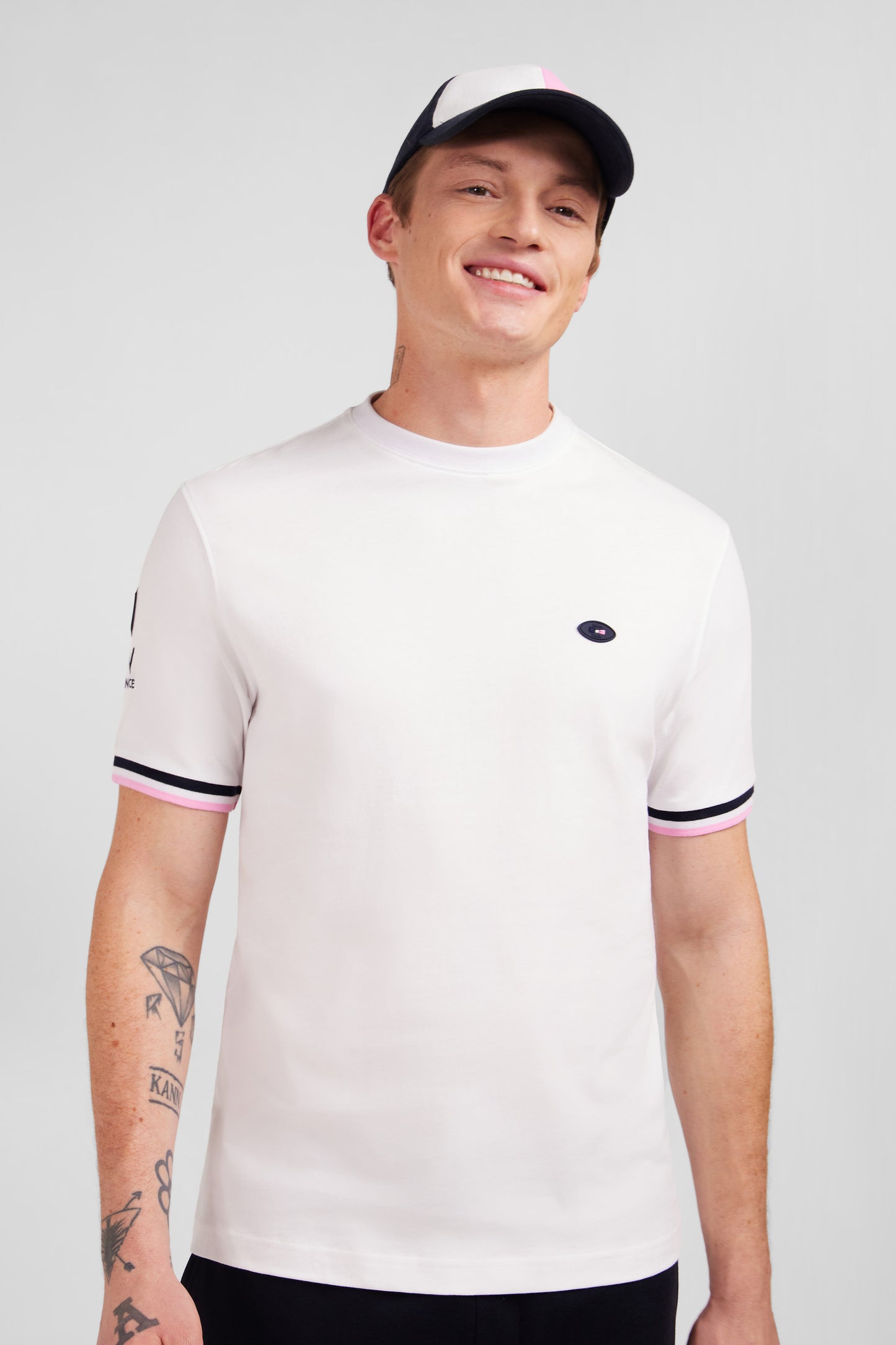White T-shirt with XV de France embroidery on the back