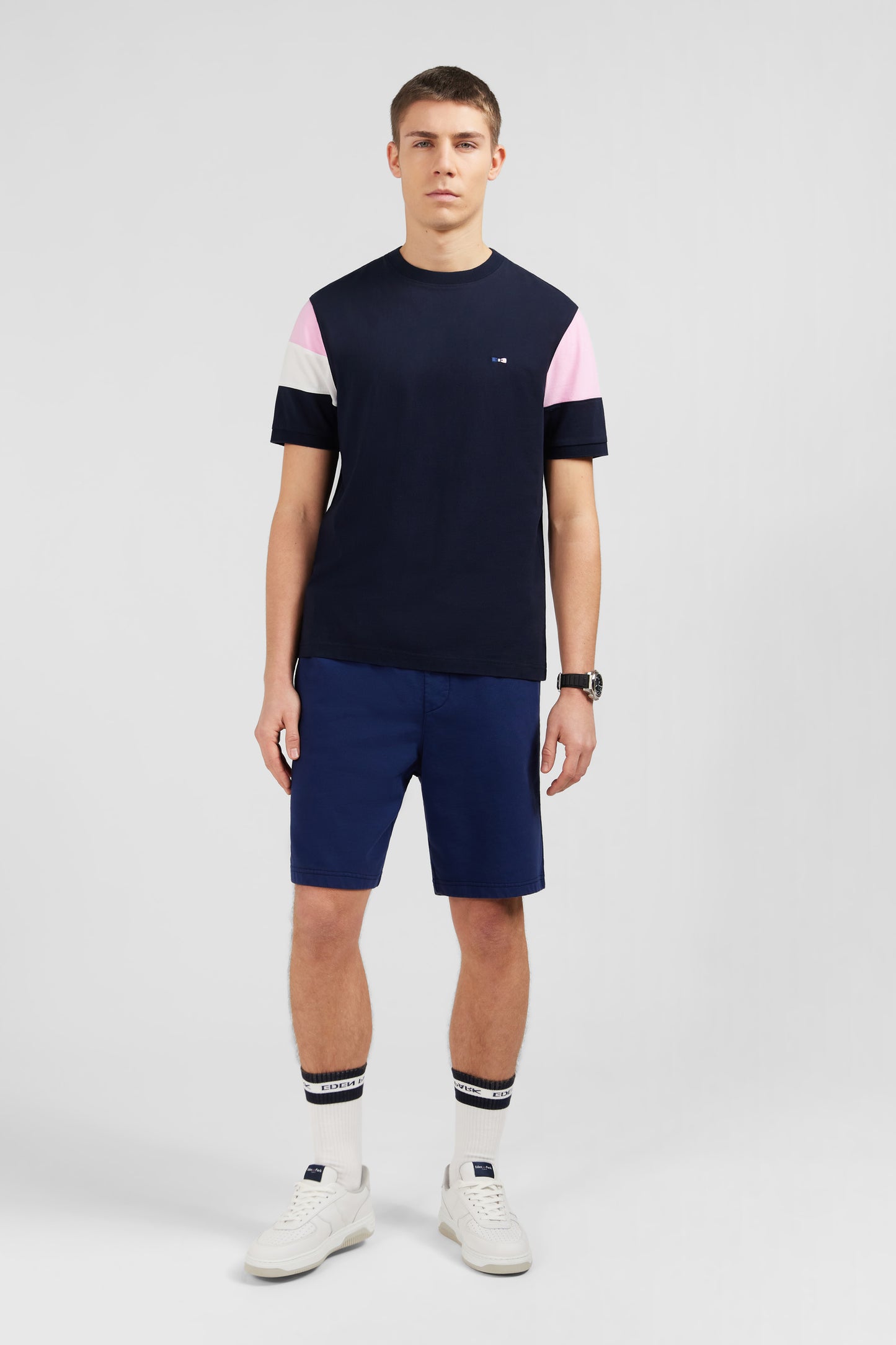 Navy cotton T-shirt with number 10 embroidery