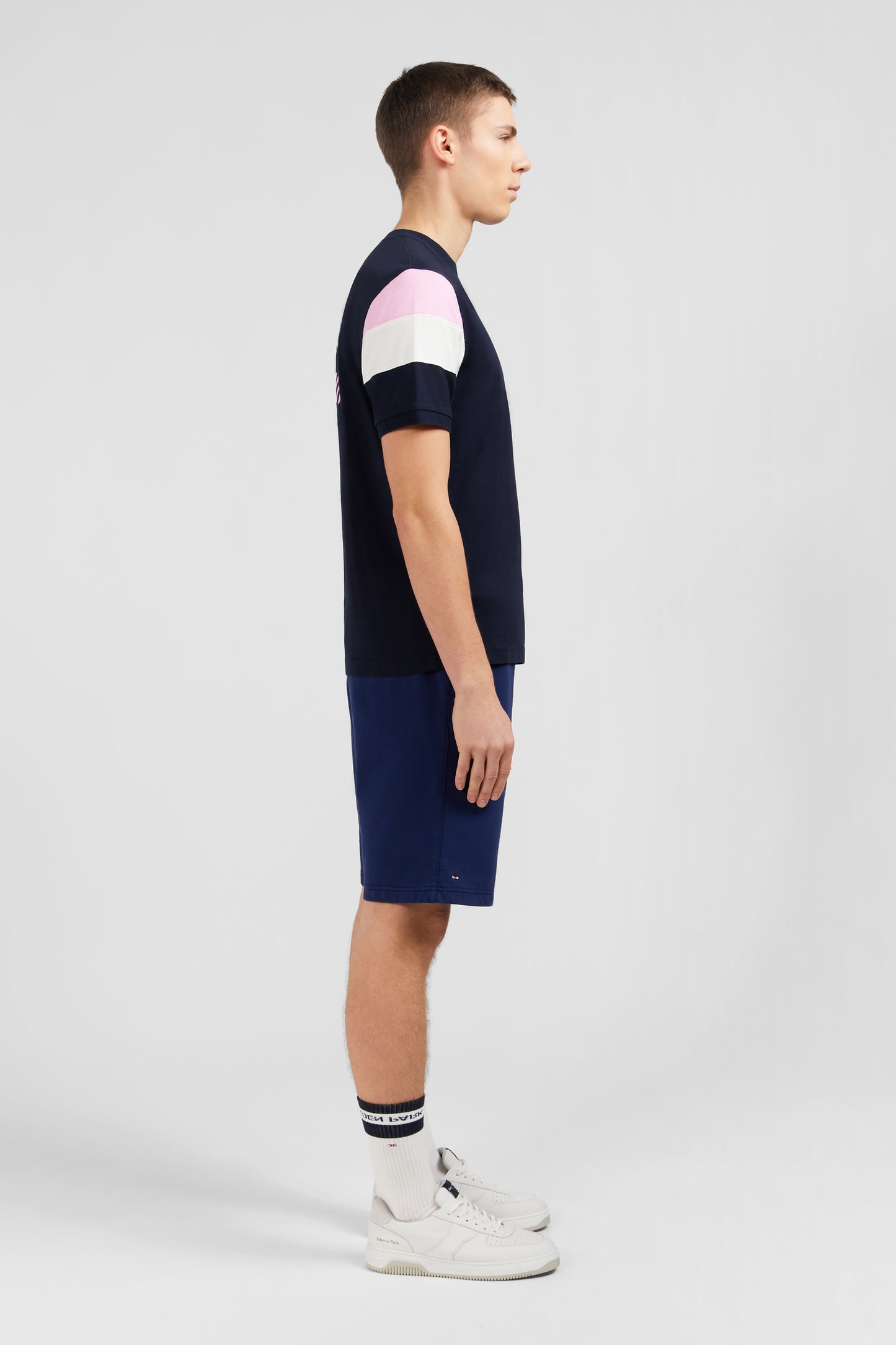 Navy cotton T-shirt with number 10 embroidery