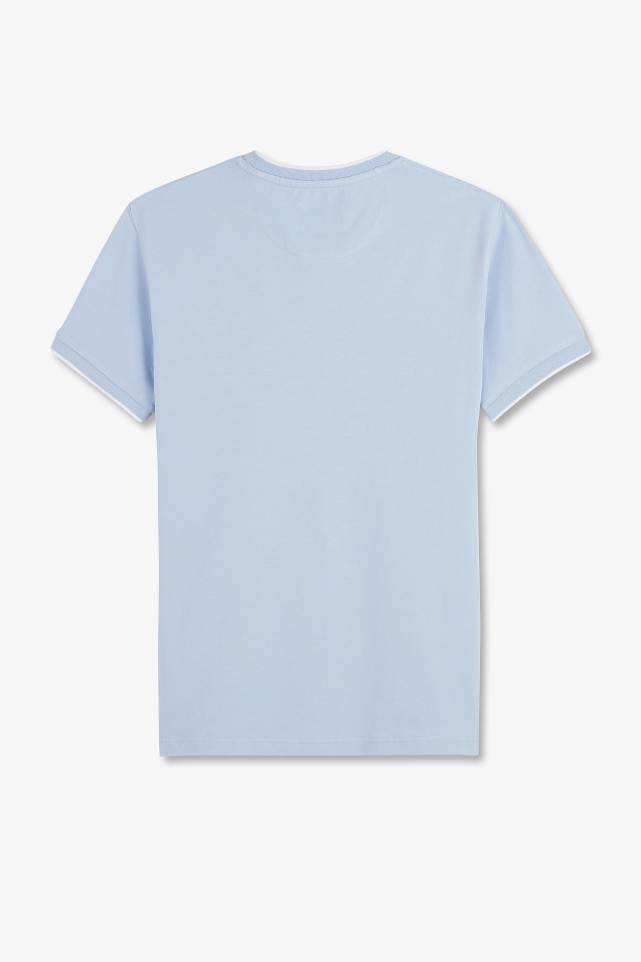 Plain blue short-sleeved T-shirt in stretch cotton