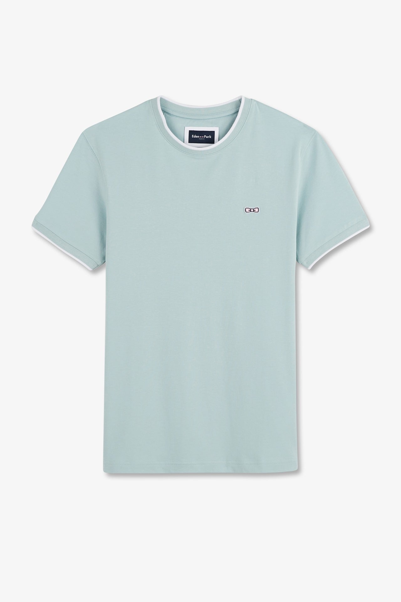 Plain green short-sleeved T-shirt in stretch cotton