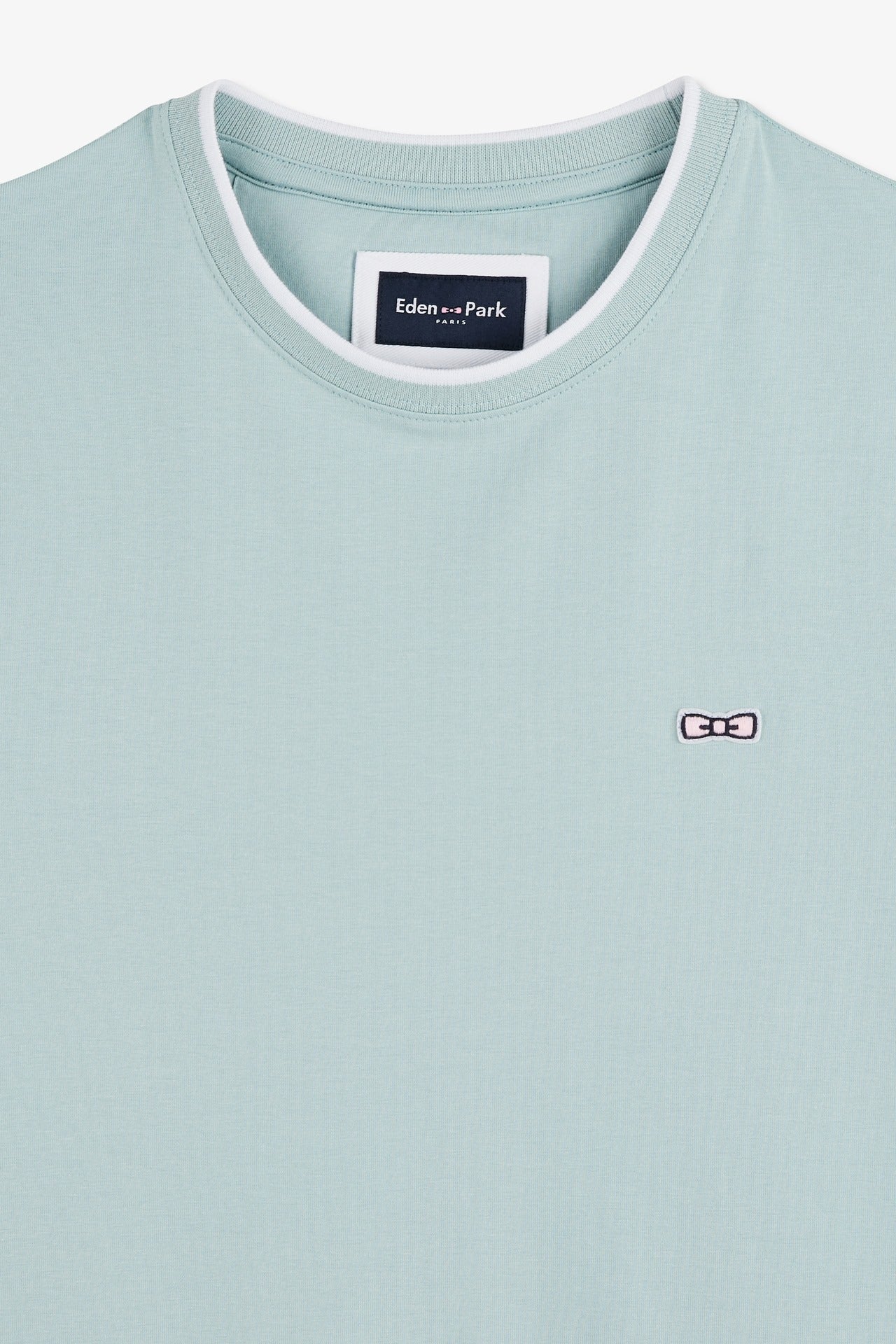 Plain green short-sleeved T-shirt in stretch cotton