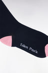 Cotton blend navy socks with pink reinforcements