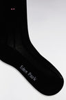Stretch cotton blend socks with black vertical stripes