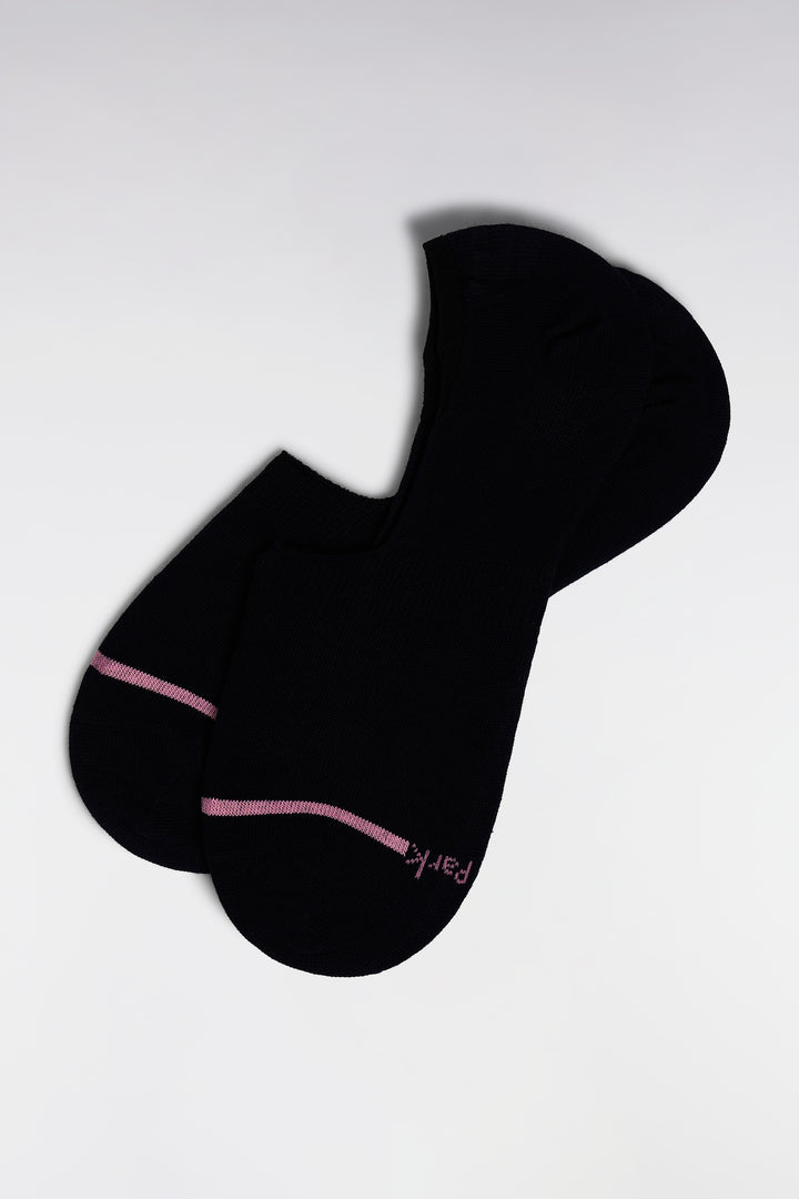 Chaussettes basses en coton stretch mélangé marine liseré rose