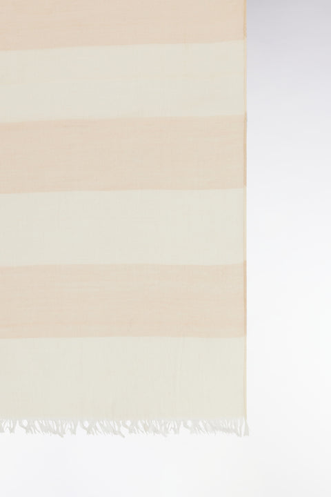 Beige cotton blend striped chèche - Image 3