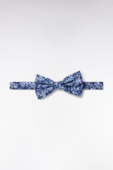 Blue flower print cotton bow tie - Image 1