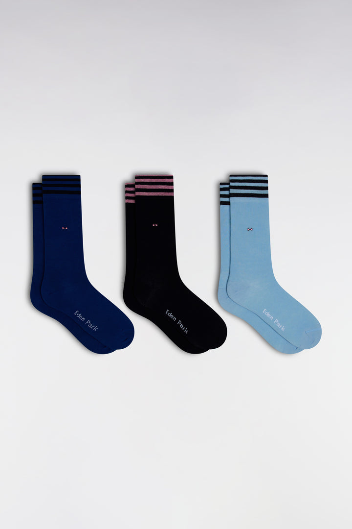 Lot de 3 paires de chaussettes bleues en coton stretch mélangé