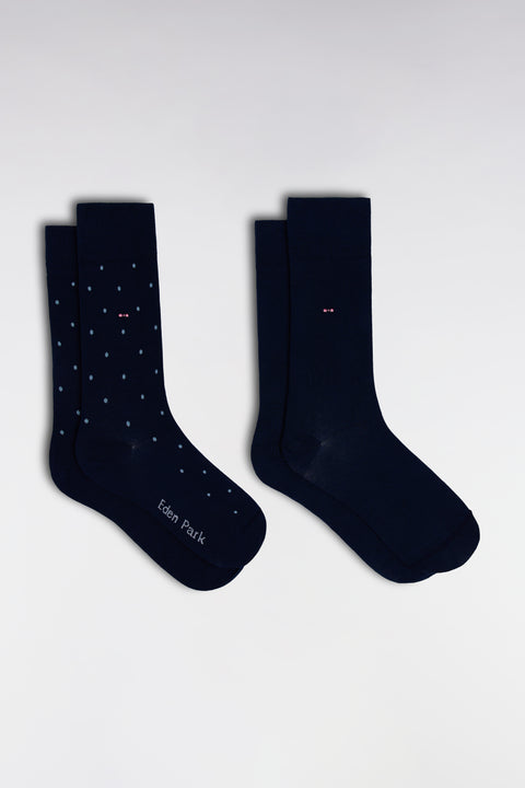 Pack of 2 pairs of blue socks in stretch cotton blend - Image 1