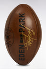 Signed brown leather rugby ball