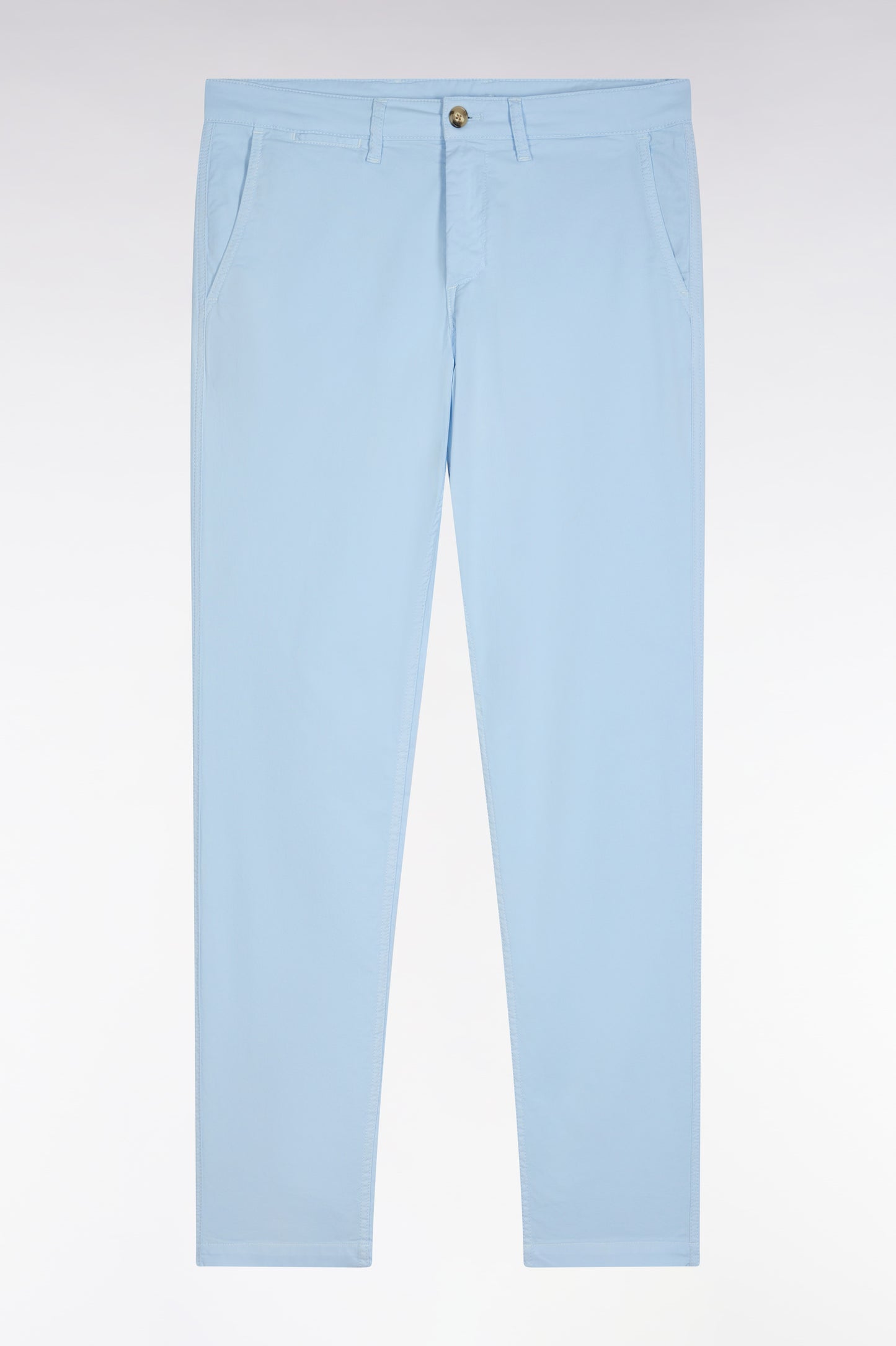 Pantalon chino sans plis en coton stretch gris clair coupe droite