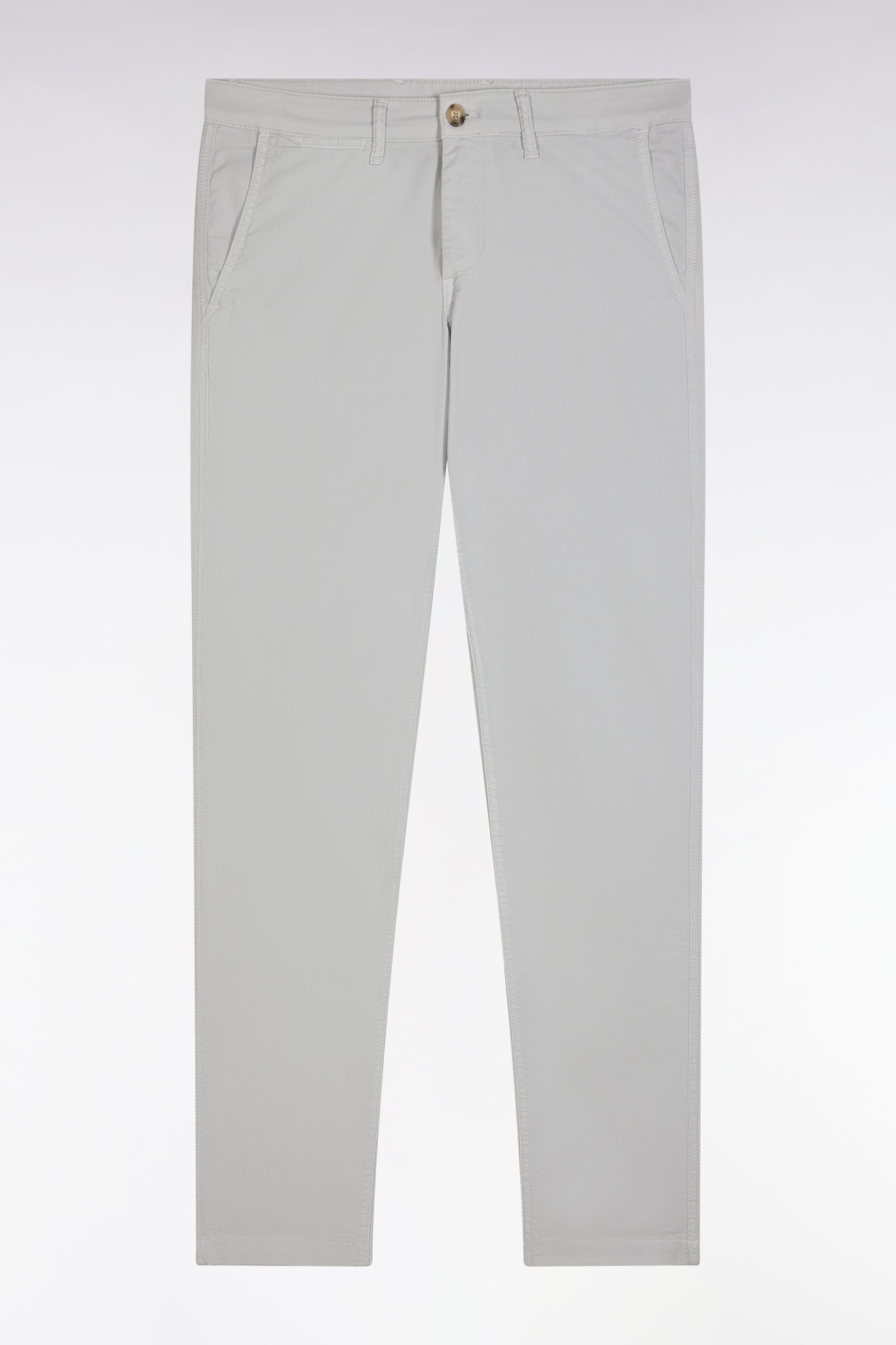 Pantalon chino sans plis en coton stretch gris coupe droite