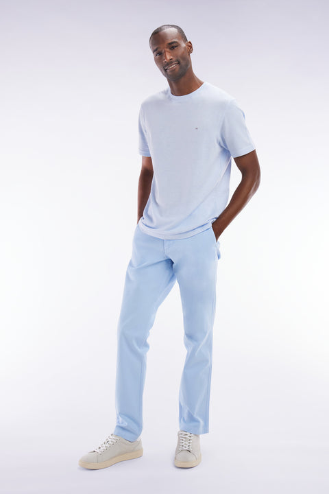 Straight-cut light grey stretch cotton and linen pleat-free chinos - Image 3