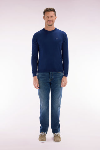Straight-fit raw wash stretch denim 5-pocket jeans