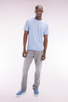 Straight cut stone bleach light grey stretch denim 5-pocket jeans