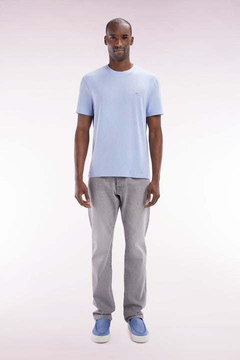 Straight cut stone bleach light grey stretch denim 5-pocket jeans - Image 1