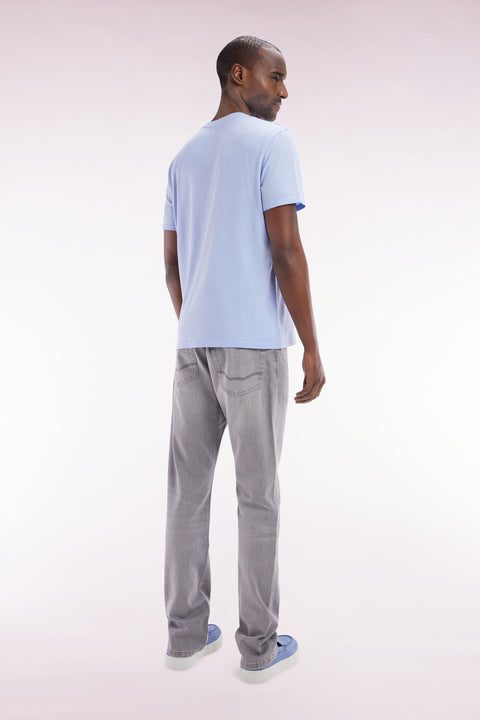Straight cut stone bleach light grey stretch denim 5-pocket jeans - Image 3