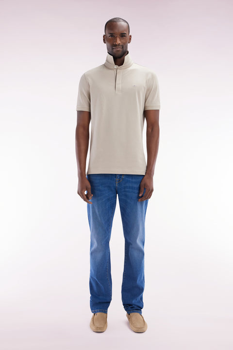 Slim-fit medium stone wash stretch denim 5-pocket jeans - Image 1