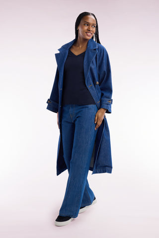 Flare raw denim 5-pocket jeans