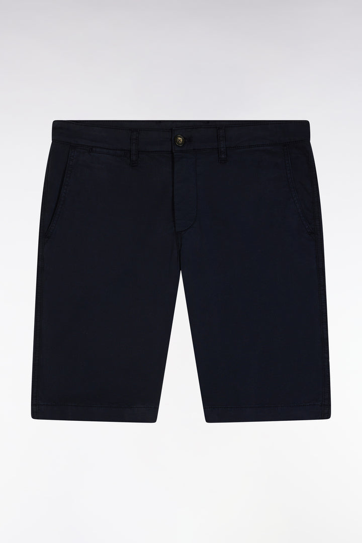 Bermuda chino en coton stretch marine coupe droite