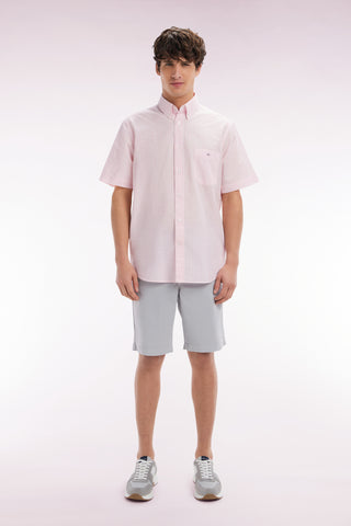 Grey straight-cut stretch cotton chino Bermuda shorts