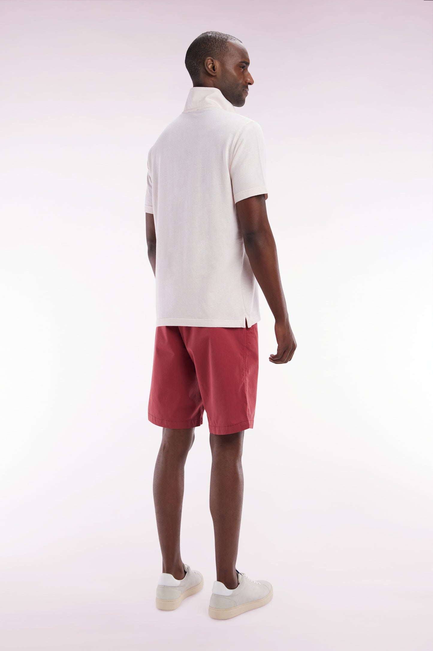 Bermuda chino en coton stretch rouge coupe droite