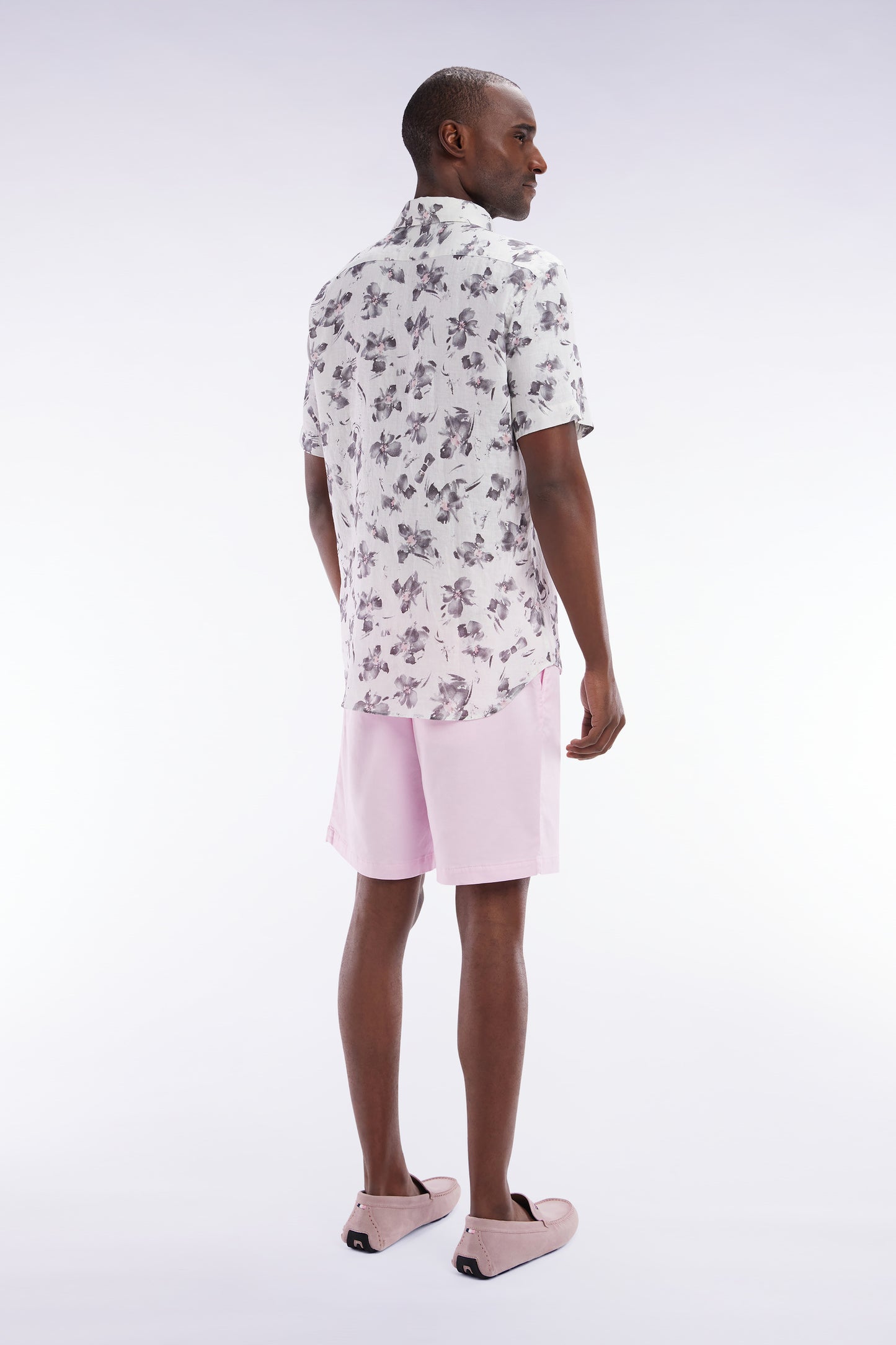 Bermuda à taille élastiquée en lyocell et coton stretch rose