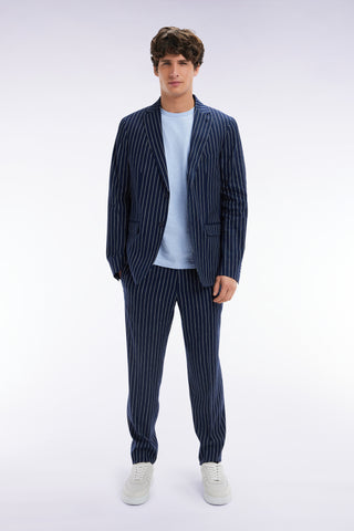 Navy tennis stripe elastic pants