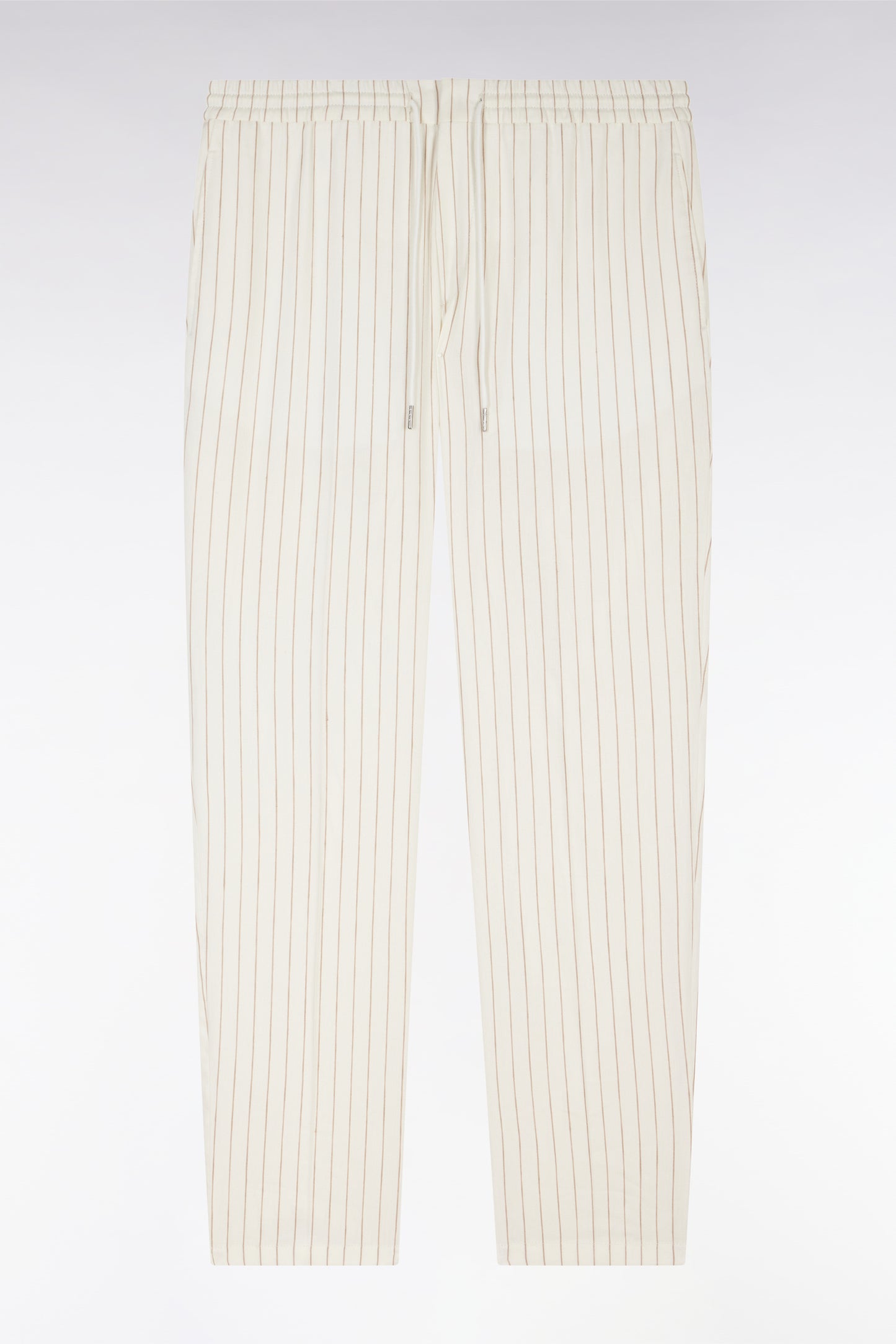 Pantalon à taille élastique à rayures tennis écru