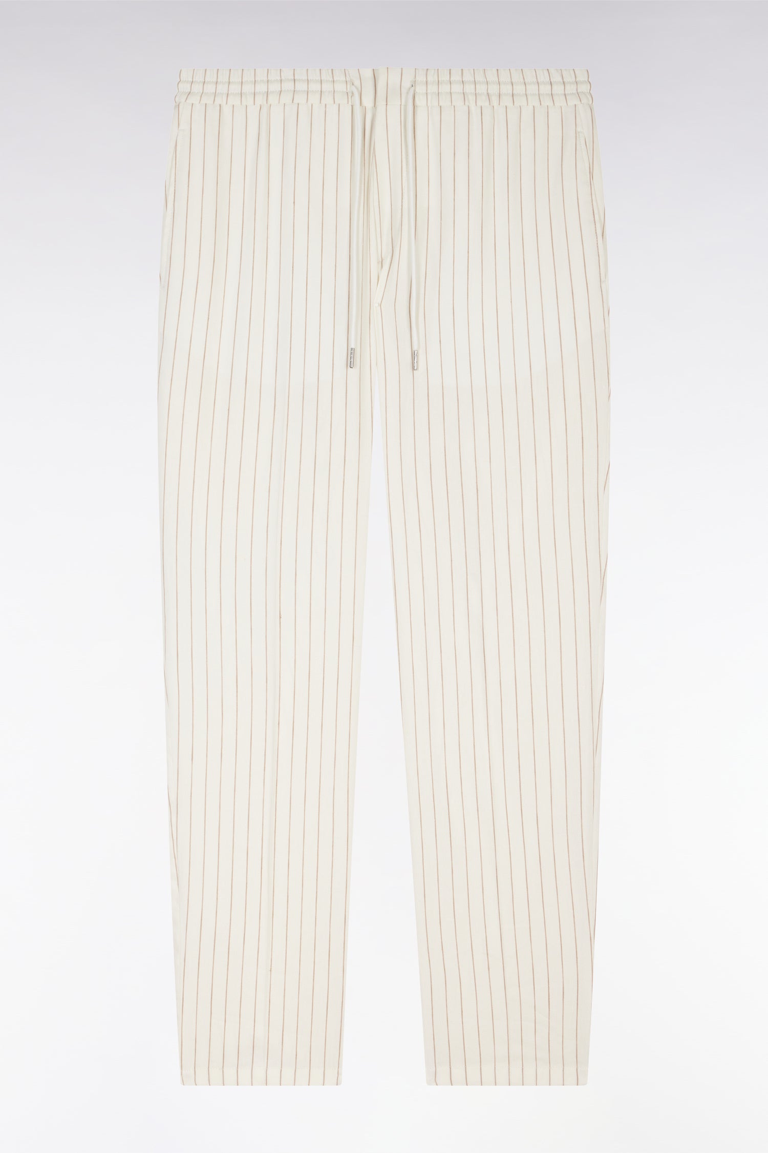 Pantalon à taille élastique à rayures tennis écru