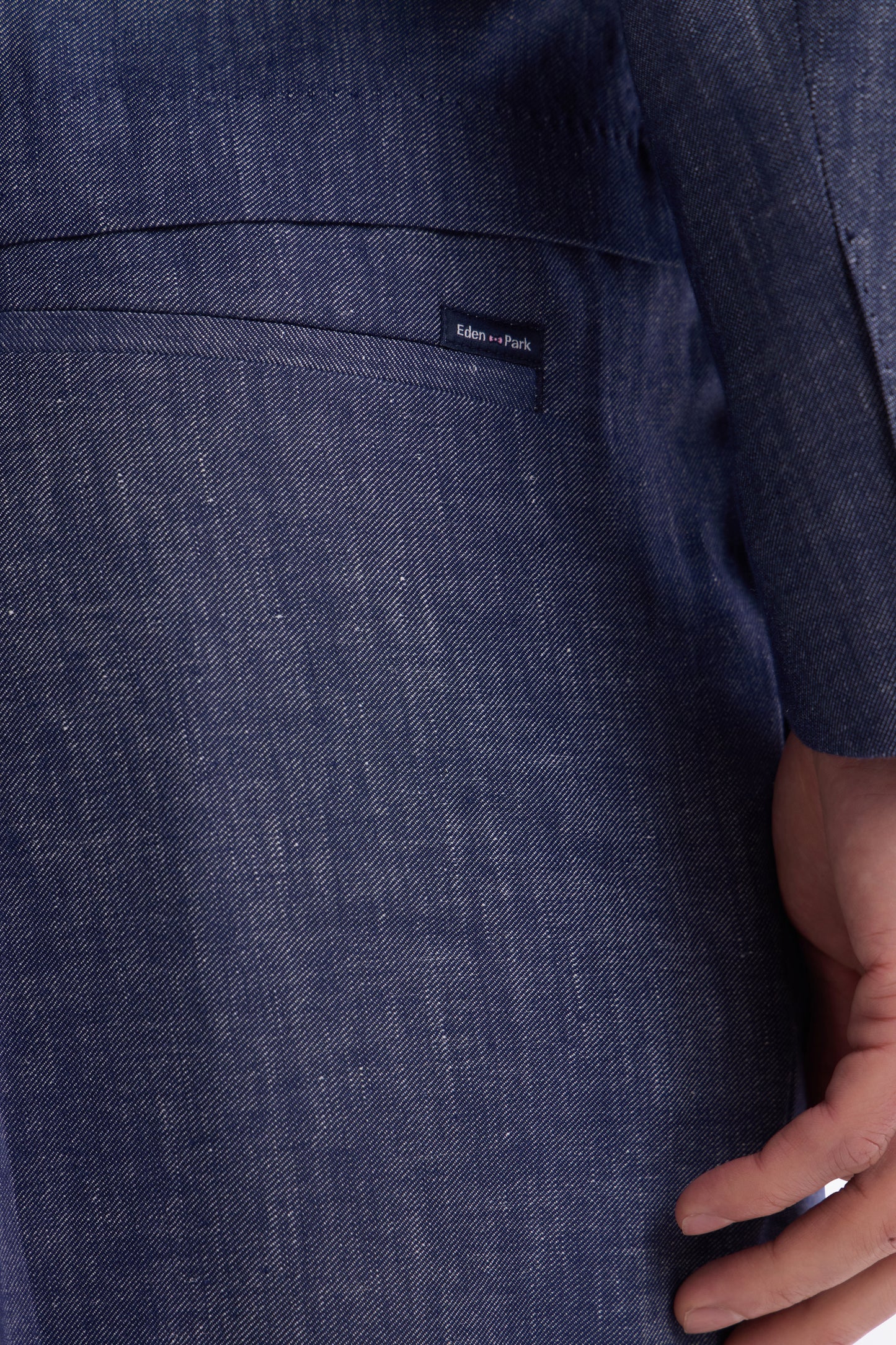 Indigo linen and stretch cotton elasticated pants