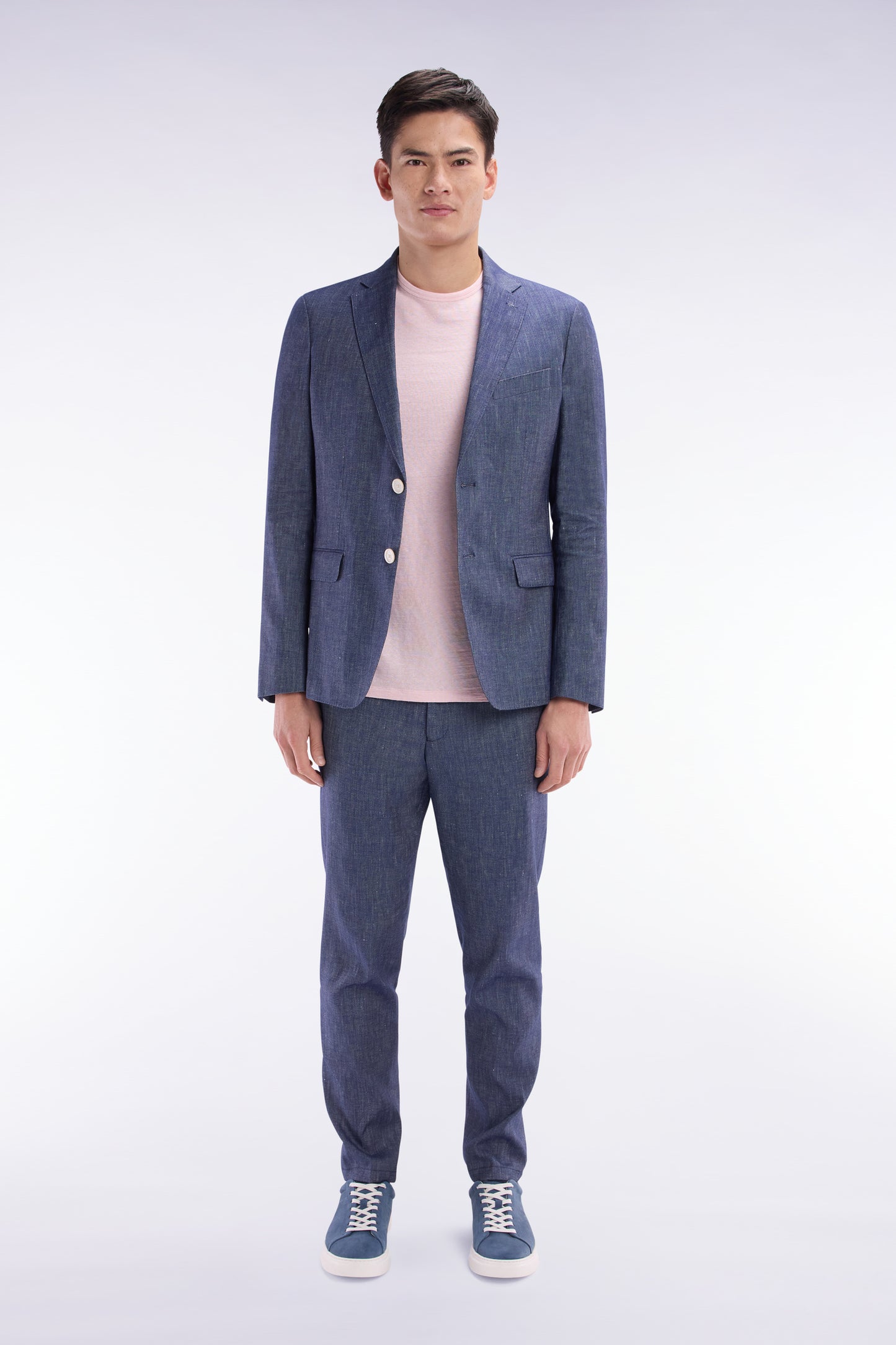 Indigo linen and stretch cotton elasticated pants