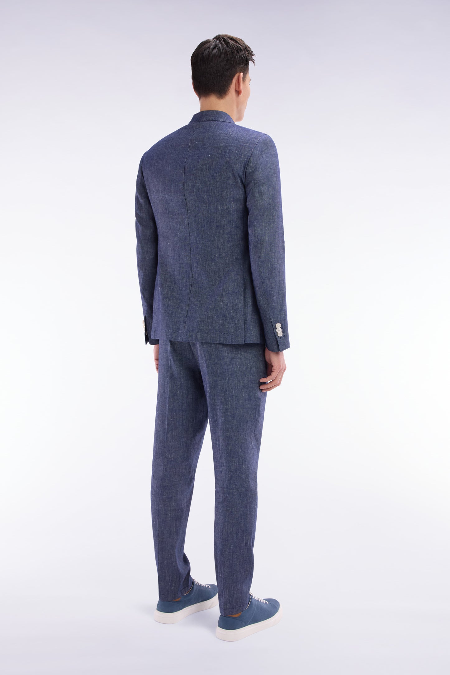 Indigo linen and stretch cotton elasticated pants