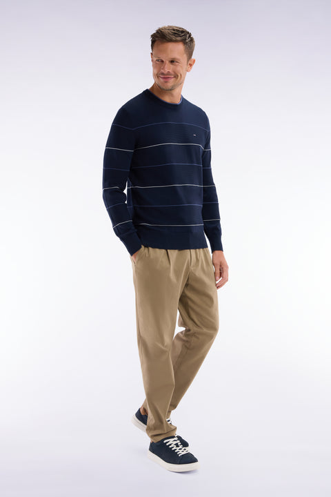 Elastic trousers in camel lyocell and stretch cotton - Image 3
