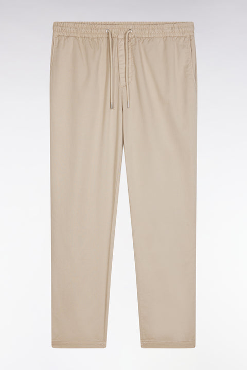Elastic chinos in beige stretch cotton - lyocell blend - Image 2