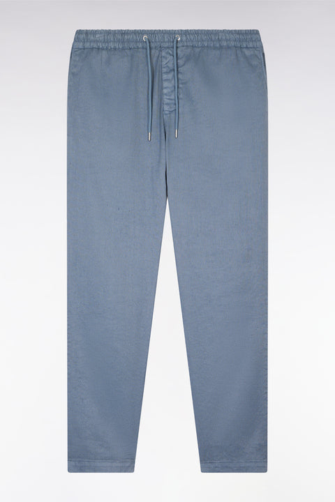 Flowing elastic trousers in grey stretch linen - cotton blend - Image 2