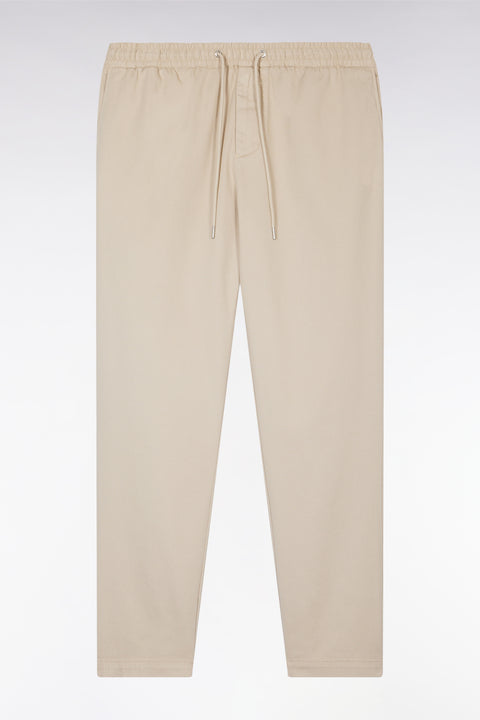 Stretch cotton beige elastic trousers in Modern fit - Image 2