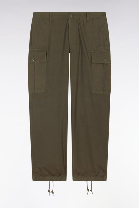Straight-cut khaki cotton cargo pants - Image 2