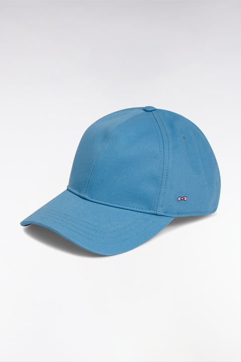 Sky blue cotton twill cap with bow tie embroidery - Image 1