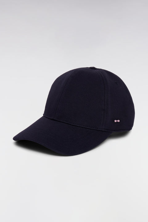 Navy cotton piqué cap with bow tie embroidery - Image 1
