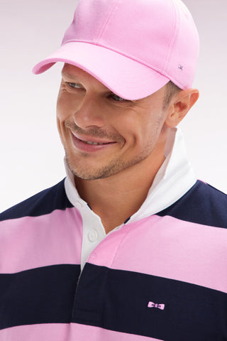 Pink cotton piqué cap with bow tie embroidery
